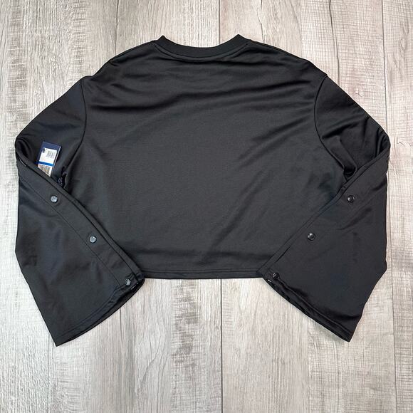 Fila Crop Top Black Sweatshirt Track Suit Top, Button Bell Long Sleeve WMNS XL - Picture 6 of 6